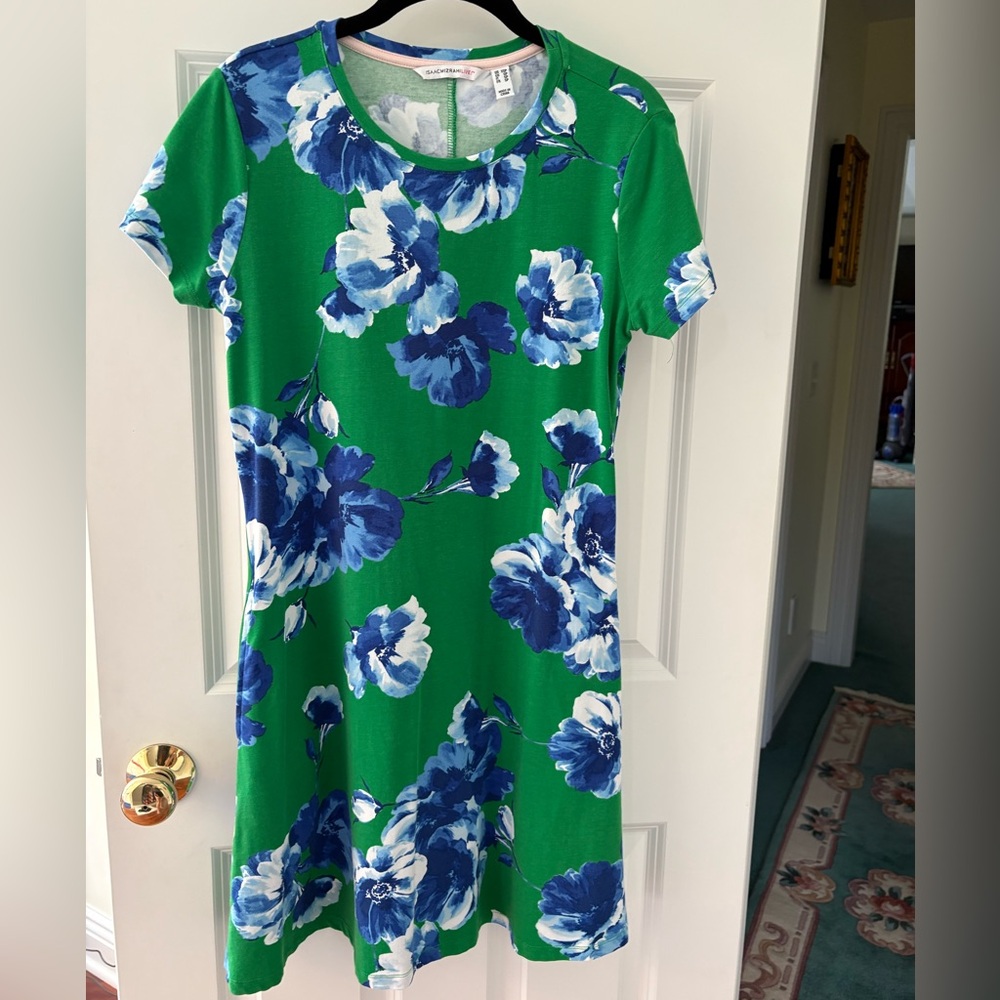 Isaac Mizrahi Floral Green and Blue Dress NWOT